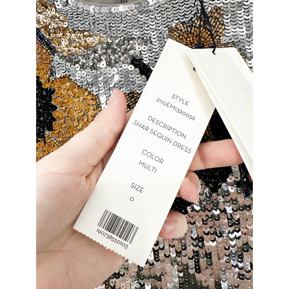 Veronica Beard Shar Sequin Floral Mini Cocktail Party Dress Silver Size 0 NWT - Picture 7 of 8